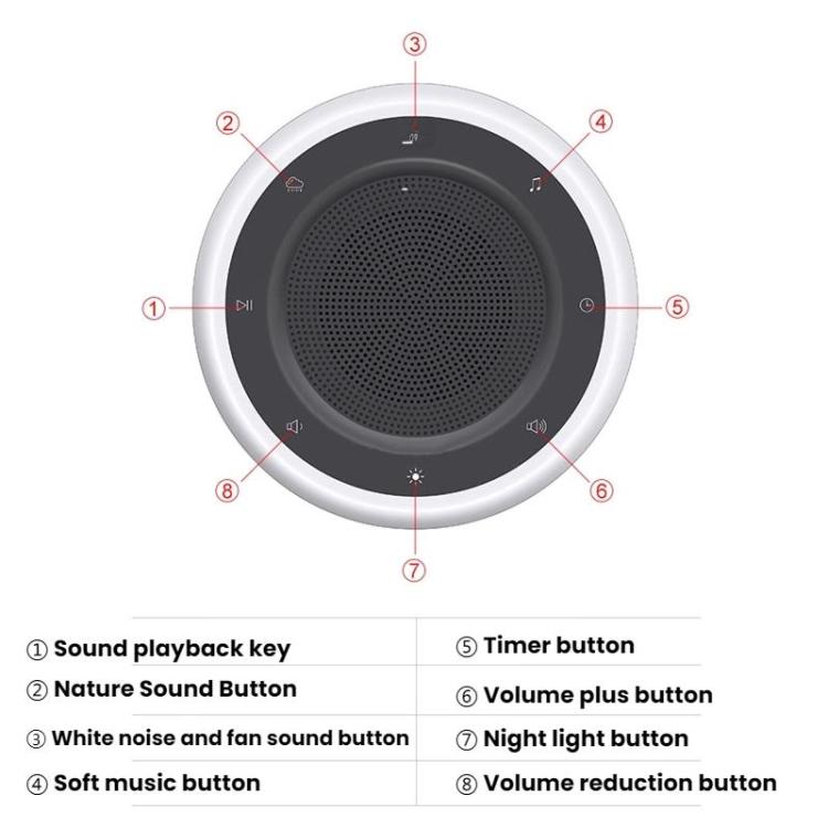 White Noise Sleep Instrument Player Speaker Bedroom Night Light
