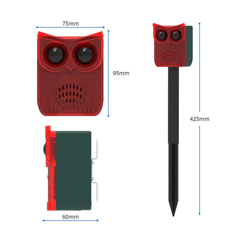 N912A Répulsif Solaire pour Animaux à Détection de Mouvement Infrarouge avec Alarme Sonore et Lumineuse, N912A