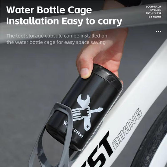 WEST BIKING Boîte à Outils Portable pour Vélo Capsule de Rangement d'Outils de Réparation de Vélo pour Support de Porte-Bidons