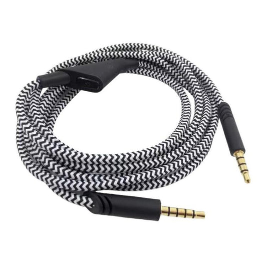 For Logitech Astro A10 / A40 / A30 2m Gaming Headset Cable Braided Audio Cable, Black Button, Black White Button, Gray Black Button, Black Tuning, Blue Tuning, Gray Tuning, Red Black Square, Black Square