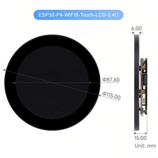 WAVESHARE 31523 ESP32-P4 Touch Circular LCD Screen Development Board