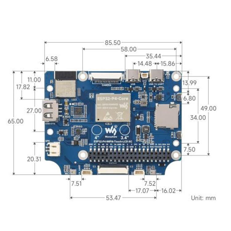 WAVESHARE 31523 ESP32-P4 Berührungsrund-LCD-Bildschirm-Entwicklungsboard, ESP32-P4-WIFI6-Touch-LCD-3.4C, ESP32-P4-WIFI6-Touch-LCD-4C