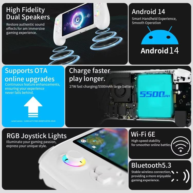 ANBERNIC RG557 Handheld Game Console 5.48-Inch AMOLED Screen Android 14 Video Game Player