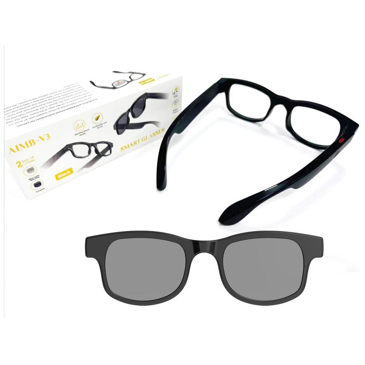 AIMB-V3 Smart Glasses With Interchangeable Sunglasses + Blue Light Blocking Lenses