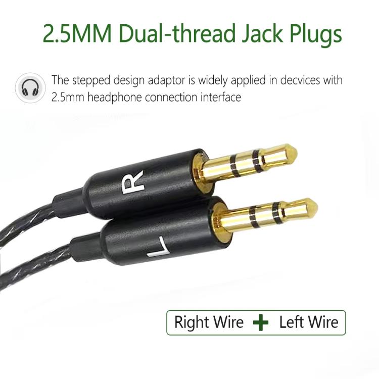 3.5mm To Dual 2.5mm Headphone Cable Audio Replacement Cable, For Sol Republic Master Tracks HD V8 V10 V12 X3