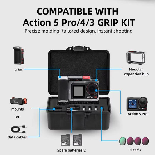 Flymile Carrying Case for DJI Action 5 Pro/4/3 Street Photography Kit Storage Organizer, Safety Box