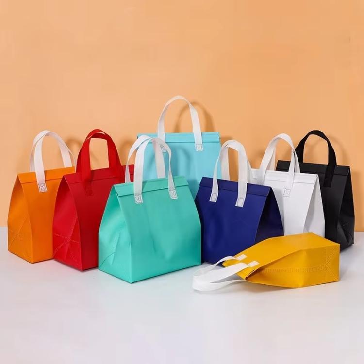 Takeaway Thermal Bag Non-Woven Handheld Aluminum Foil Bag Disposable Catering Packing Bag, 50 Bags In One Package