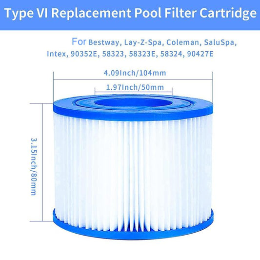 Pool Cleaner Filter Replacement Cartridge for Bestway, Lay-Z-Spa, Coleman, SaluSpa, and Intex, VI Cartridge
