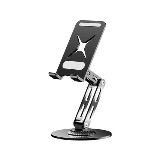 Dual-Fold Phone Tablet Stand Full Metal 360-degree Rotation Desktop Holder with 3-Axis Adjustable Arm