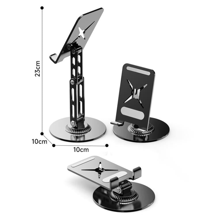 Dual-Fold Phone Tablet Stand Full Metal 360-degree Rotation Desktop Holder with 3-Axis Adjustable Arm