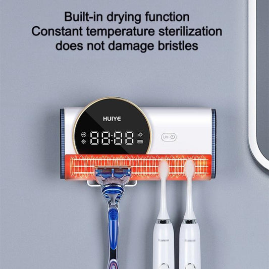 Boîte de séchage stérilisatrice de brosses à dents et de rasoirs UV HUIYE avec écran LCD mural sans perçage