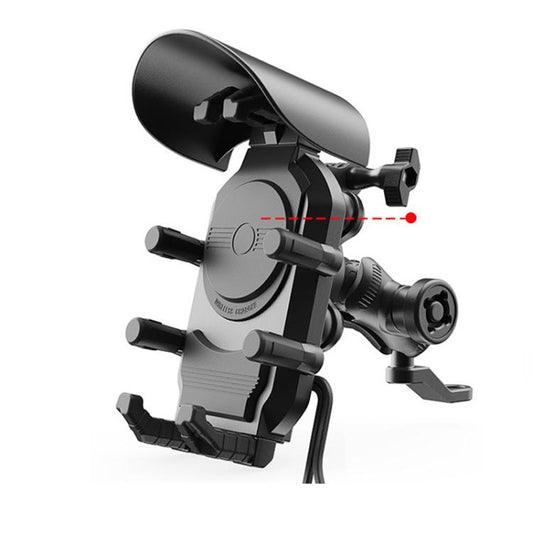 Support de téléphone moto à chargement sans fil avec pare-soleil et antivol Rotation à 360 degrés, compatible avec appareil photo, version guidon, version rétroviseur