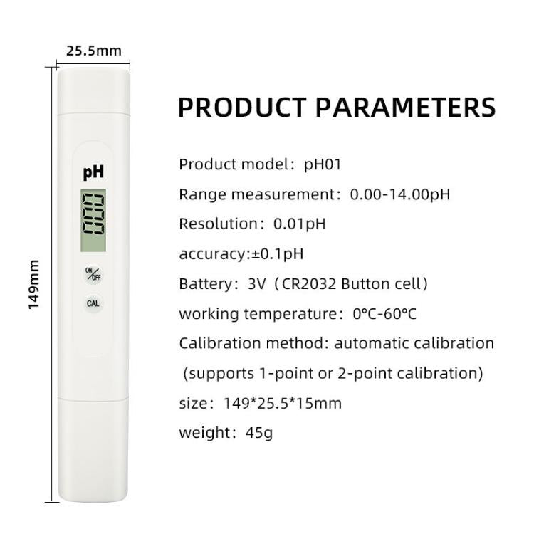 pH Meter with Auto Calibration & High Accuracy Digital Water Quality Tester