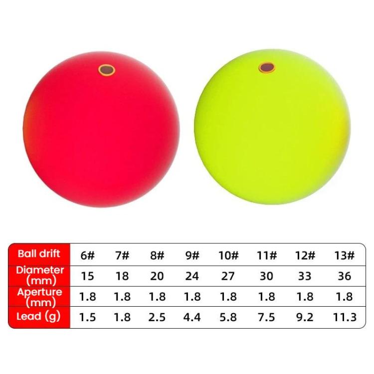 50 flotteurs de pêche sphériques, billes flottantes de pêche, 15 mm, 18 mm, 20 mm, 24 mm, 27 mm, 30 mm, 33 mm, 36 mm
