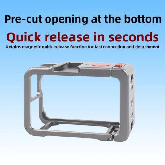 For DJI Osmo Action 6 Metal Extension Cage Protective Frame with Cold Shoe Mount, Gray Cage
