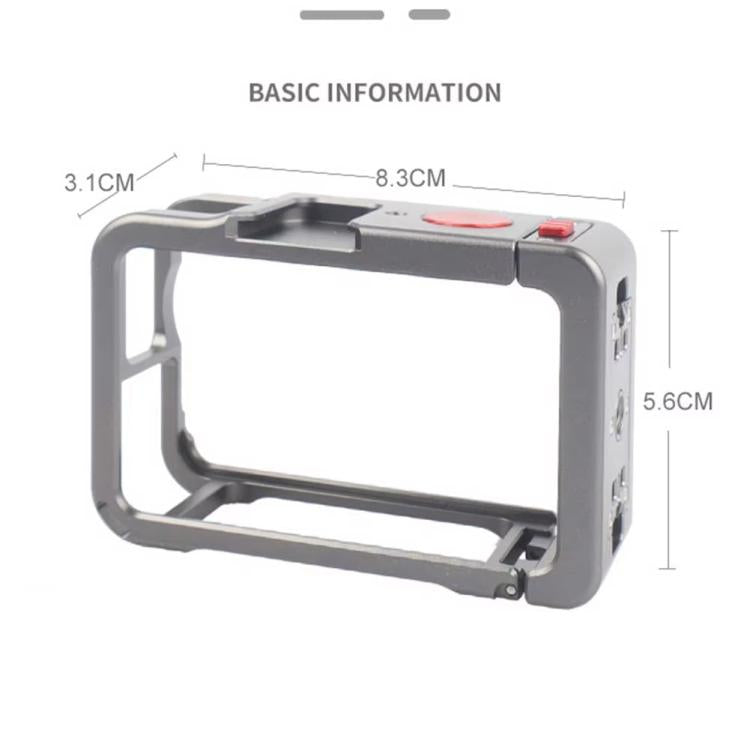 For DJI Osmo Action 6 Metal Extension Cage Protective Frame with Cold Shoe Mount, Gray Cage