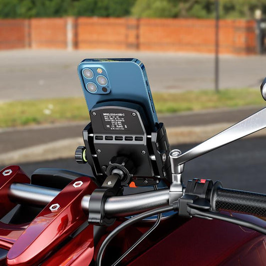 Kewig M9-S 15W Motorcycle Wireless Charging Phone Mount IP66 Waterproof Phone Stand