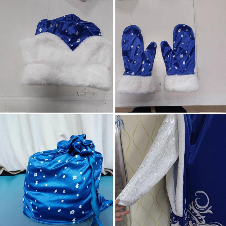 4pcs Santa Claus Cosplay Costume Christmas Outfit Hat Glove Large Storage Bag