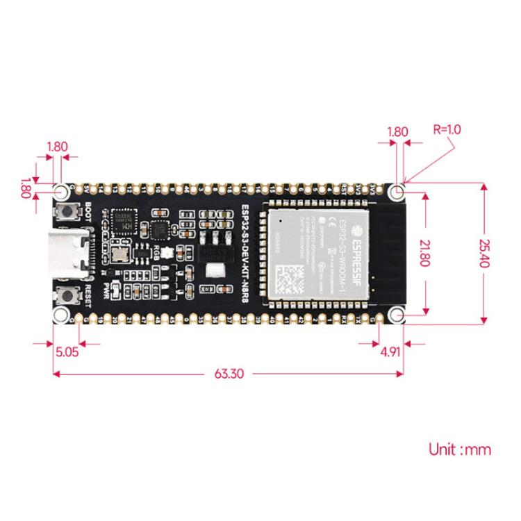 Mikrocontroller 2,4-GHz-Wi-Fi-Entwicklungsboard, 240-MHz-Dual-Core-Prozessor, WAVESHARE ESP32-S3-DEV-KIT-N8R8, WAVESHARE ESP32-S3-DEV-KIT-N8R8-M mit vorgelöteten Stiftleisten, WAVESHARE ESP32-S3-DEV-KIT-N16R8