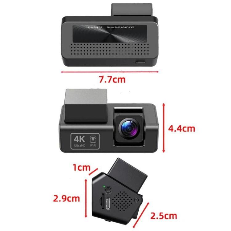 M68 1080P HD Night Vision Screenless Dash Camera 24-Hour Parking Monitoring Recorder, Front + WIFI, Front + Rear + WIFI
