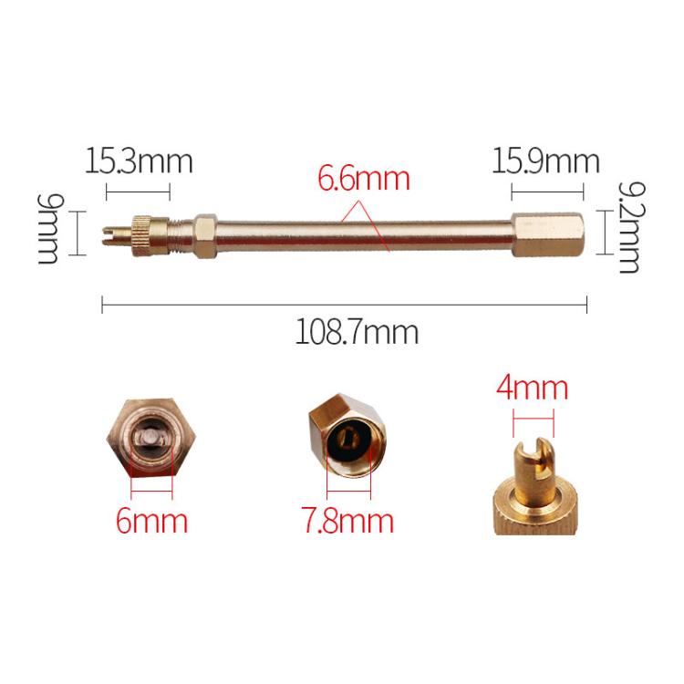 Valve Extender For Balance Scooter & Bicycle Pure Copper Inflation Nozzle For Tubeless Tires, 10.87cm