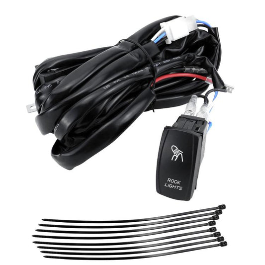 UTV Signal Light Switch Wiring Harness Kit With Waterproof 12V Automotive Relay, Headlight Model With Rock Light Wiring Harness, Bar Light Model With Flagpole Light Wiring Harness, Turn Signal Model With Turn Signal Stalk Switch
