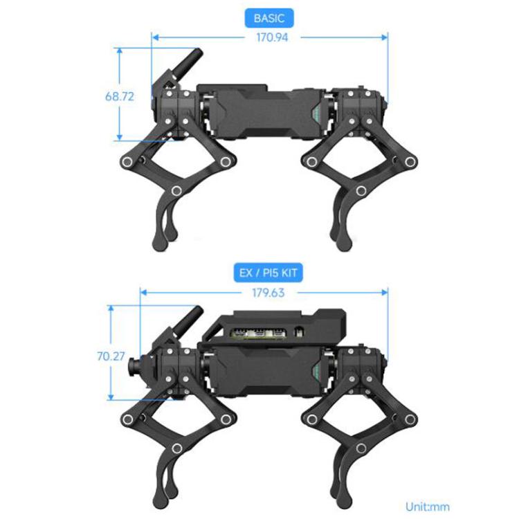 Waveshare WAVEGO Pro 12-DOF Bionic Dog-Like Robot Open Source For ESP32 And Raspberry Pi, Basic, EX, Pi 5