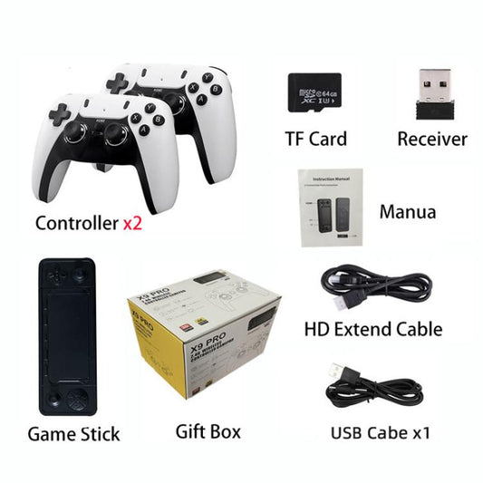 X9 PRO HD 2.4G Wireless Game Console Home Retro Game Player, 64GB Battery, 128GB Battery, 256GB Battery, 64GB Charging, 128GB Charging, 256GB Charging
