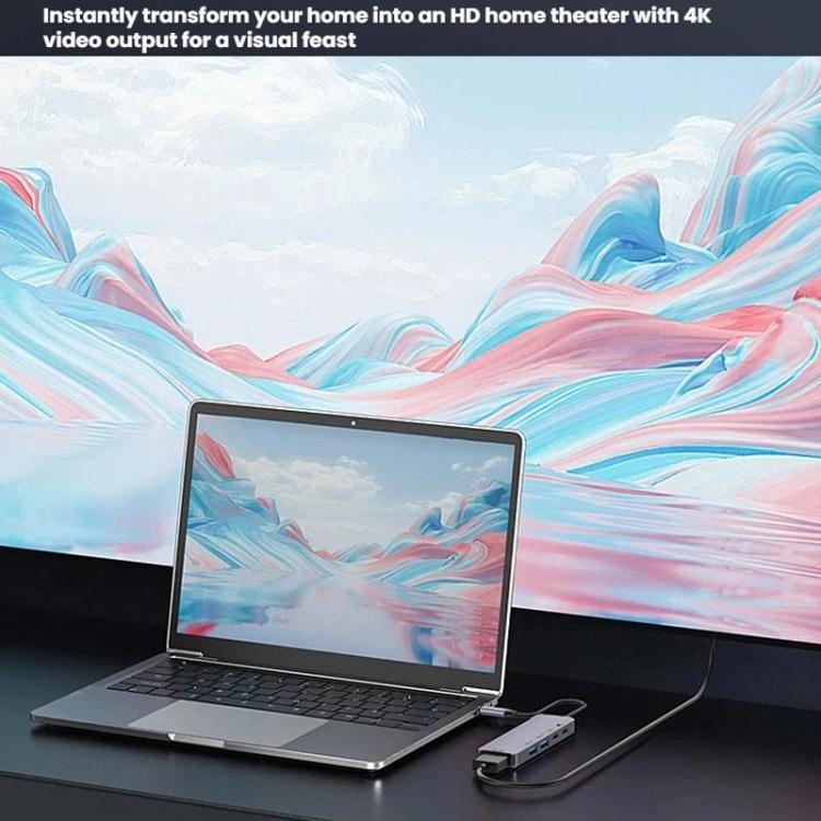 Type-C 5 In 1 Docking Station HDMI 4K 60Hz Screen Mirroring Converter USB 3.0 Splitter Laptop Hub, T615