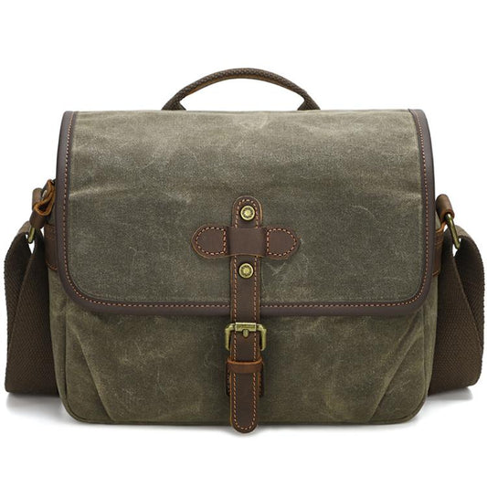 Sac Bandoulière pour Appareil Photo en Toile Cirée avec Séparateurs Réglables pour Photographie Reflex et Voyages, L Jaune Ocre, L Vert Armée, L Gris Foncé, S Vert Armée, S Jaune Ocre, S Gris Foncé