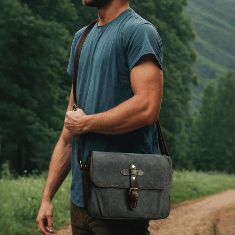 Waxed Canvas Camera Messenger Bag with Adjustable Dividers for DSLR Photography and Travel, S Army Green, S Dusty Yellow, S Deep Gray