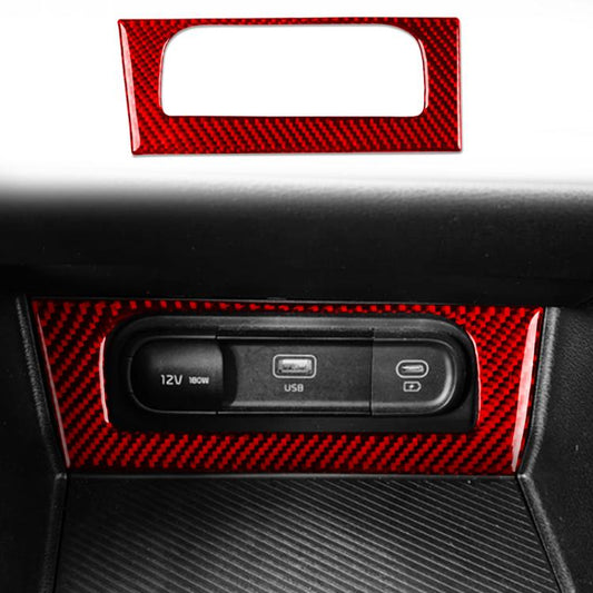 For Kia Sportage NQ5 22-25 Center Console Charging Frame Decorative Sticker, Red Carbon Fiber