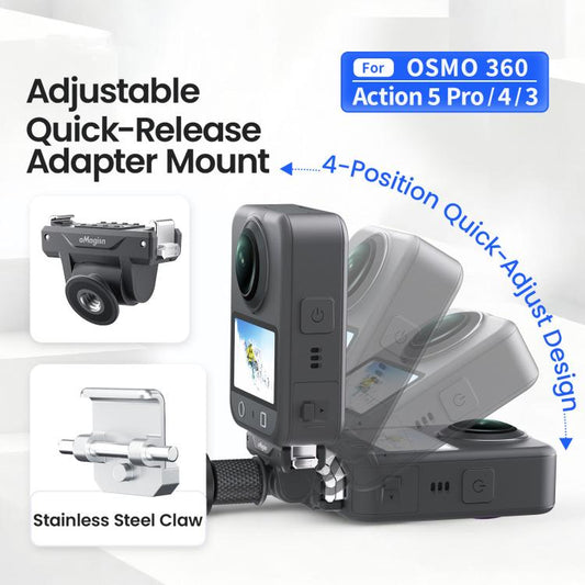 AMagisn Adjustable Quick Release Adapter For DJI Osmo 360/Action 5 Pro/4/3 - 4-Level Fast Perspective Switch