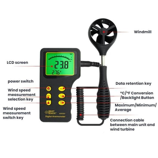 SmartSensor Anemometer With Carrying Toolbox, SmartSensor AR836+
