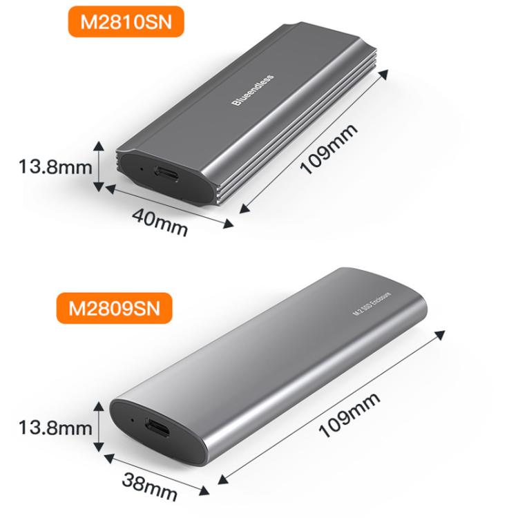 Blueendless M.2 Dual-Protocol Portable Hard Drive Enclosure NVMe/SATA Universal Aluminum Alloy SSD Enclosure, Curved With Type-C To USB Cable, Curved With 2 In 1 Cable, Striped With Type-C To USB Cable, Striped With 2 In 1 Cable