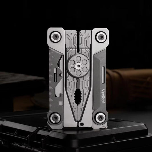 Nextool Silver Blade EDC Tool 14 In 1 Pocket Folding Pliers Screwdriver Wrench Knife With Leather Case