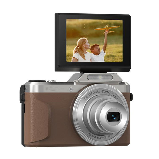 D27 4K Vlogging Camera 64MP Photo, 6x Optical Zoom, 180-Degree Flip Screen & WiFi Connectivity, D27 Black, D27 Brown