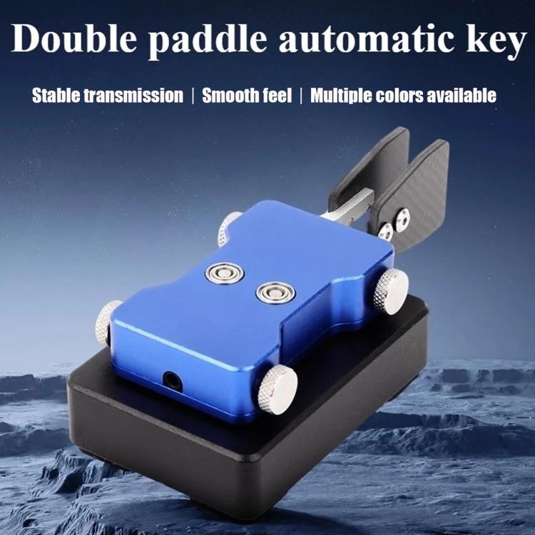 3.5mm Audio Dual-paddle Automatic Key Shortwave Radio Morse Code, Titanium Gray, Blue, Red