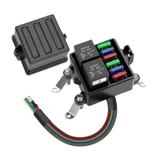 Car 6-Way Pre-Wired Waterproof Fuse Relay Box Automotive Fuse Relay Holder, 12V 5-Pin, 24V 4-Pin, 24V 5-Pin, 12V 4-Pin