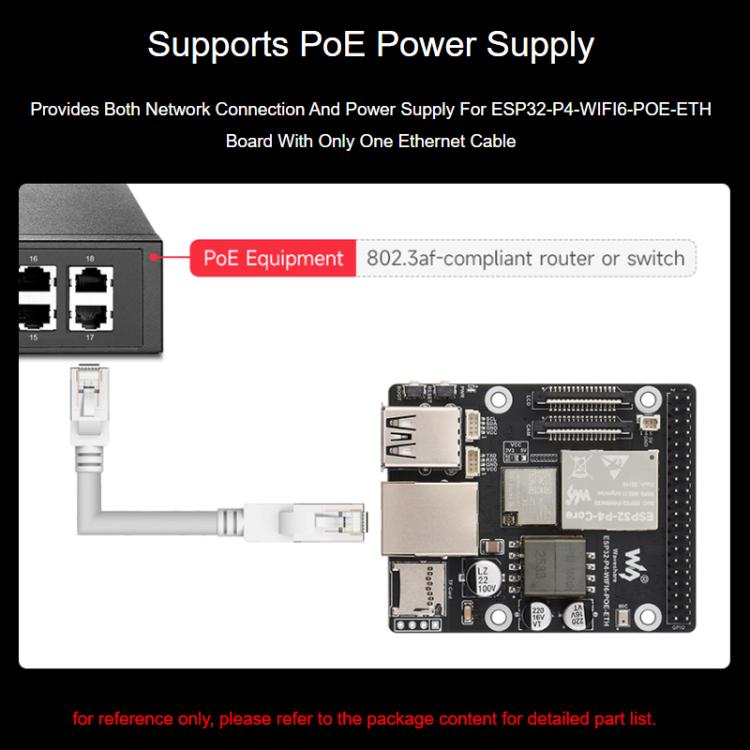Carte de développement WAVESHARE ESP32-P4-WIFI6-POE-ETH, prend en charge l'alimentation par Ethernet (PoE), Pack C
