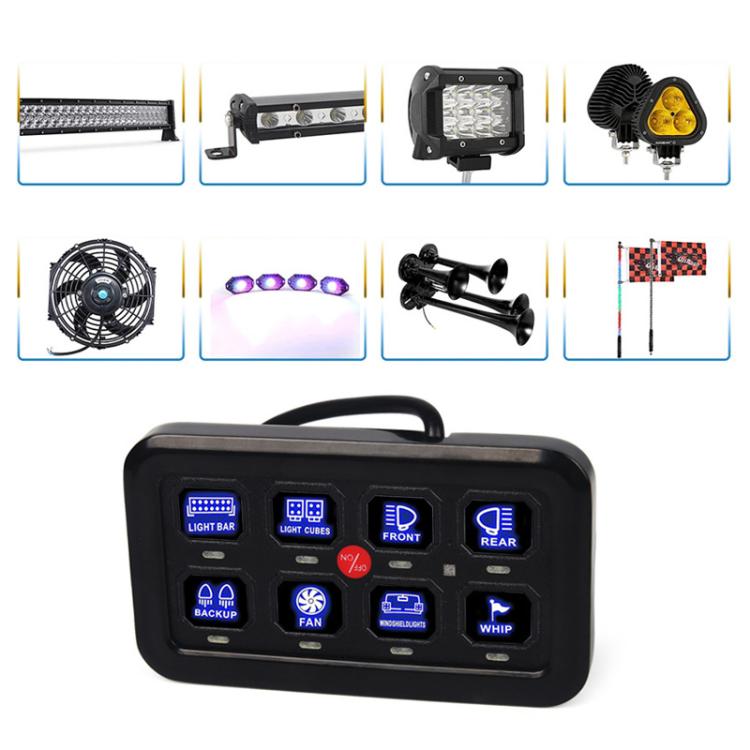 Car Modified Spotlight Control Switch Assembly Panel Button Switch, 6 Gang, 8 Gang
