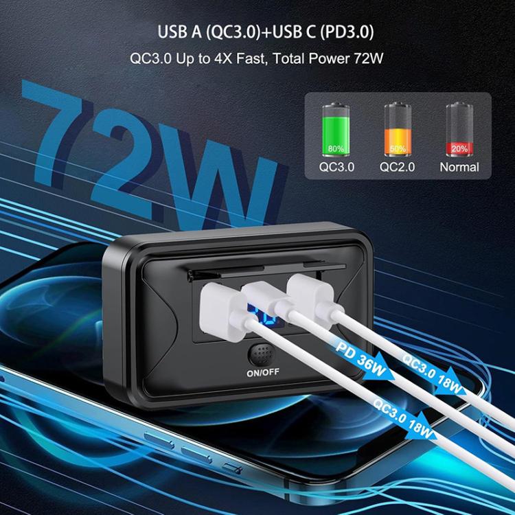 One To Three Car Fast Charger With Built-in Voltage Display With Waterproof Cover