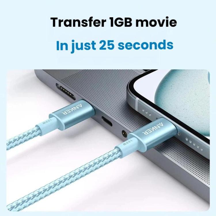 ANKER A8756 1m Braided PD100W Type-C Nylon Fast Charging Cable