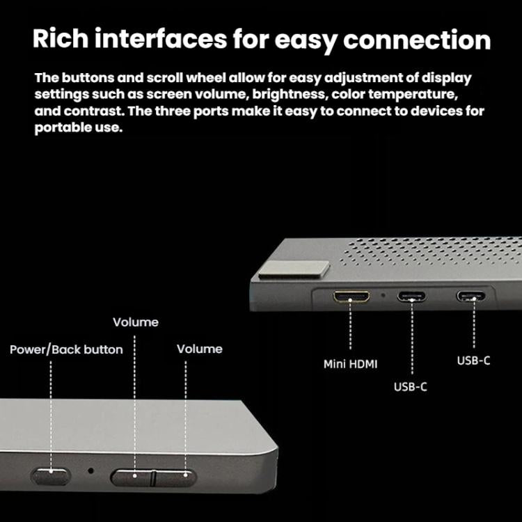 14-Inch Portable Monitor USB-C & HDMI-Compatible Laptop Second Screen, HYX-14R