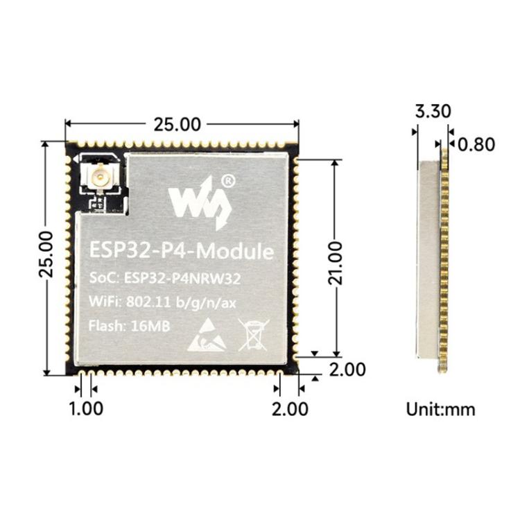 Module WAVESHARE ESP32-P4 Core Board, basé sur une conception à double puce ESP32-P4 et ESP32-C6, 16 Mo, 32 Mo