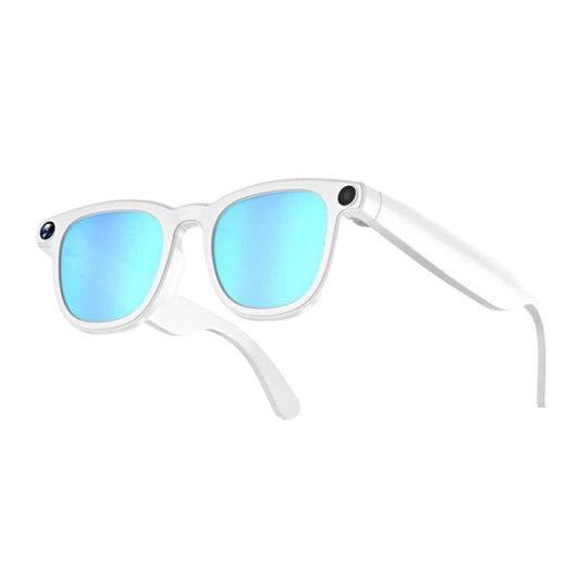 JS01 Pro Lunettes Intelligentes avec Caméra 12MP, Traduction IA, Détection Humaine, Enregistrement Vidéo et Audio, Verres Transparents Anti-Lumière Bleue, Verres Bleus Dégradés, Verres Rouges Dégradés