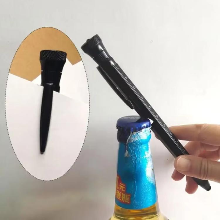Stylo multifonctionnel EDC 12-en-1 avec lumière LED, règle, stylet, décapsuleur et pointe magnétique pour soulager le stress