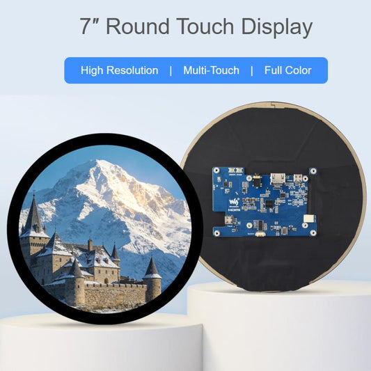 Waveshare 7inch Round HDMI Capacitive Touch Display, 1080x1080 LCD, 10-Point Multi-Touch For Raspberry Pi Arduino DIY, 7inch 1080x1080 LCD