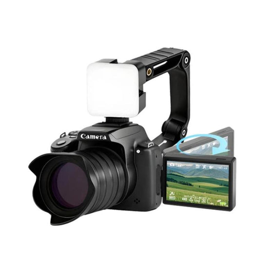 4K Flip-Screen High-Definition Waist-Level Viewfinder SLR Digital Camera, DC207, DC20 + Flash + CPL Lens + Lens Hood + Handheld Tripod