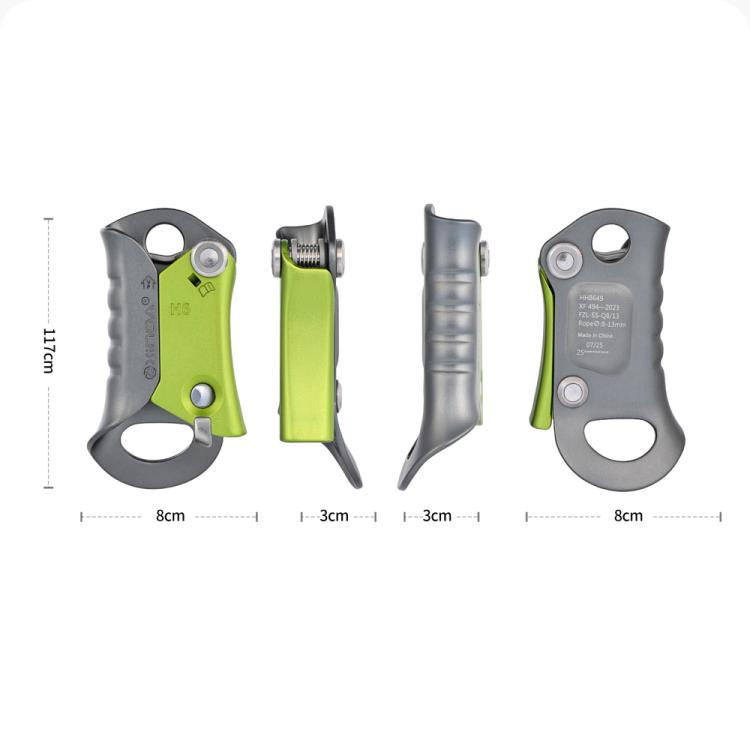 XINDA Poignée d'ascension pour corde d'escalade 8-13 mm, design ergonomique sans poignée, équipement d'escalade pour arboriculteur, spéléologie, SRT, grimpe d'arbres et sauvetage